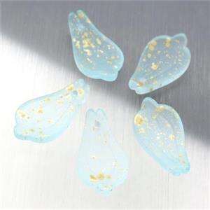 matte jadeite glass petal beads, blue, approx 10-19mm [GS1771]