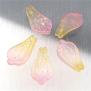 pink matte jadeite glass petal beads, approx 10-19mm [GS1773]
