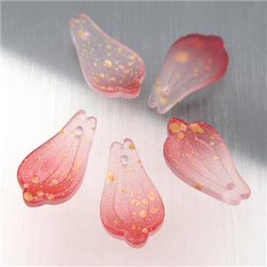 red matte jadeite glass petal beads, approx 10-19mm [GS1774]