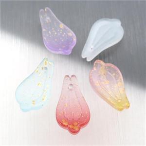 matte jadeite glass petal beads, mixed color, approx 10-19mm [GS1776]