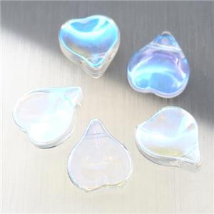 clear jadeite glass teardrop beads, AB-color electroplated, approx 13-14mm [GS1785]