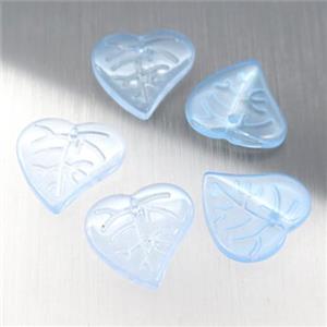 blue jadeite glass leaf beads, approx 15mm [GS1788]