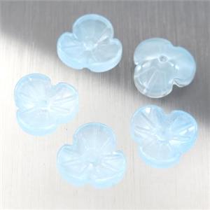blue jadeite glass clover beads, approx 12mm [GS1794]