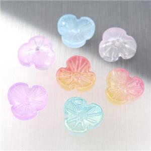 jadeite glass clover beads, mixed color, approx 12mm [GS1797]