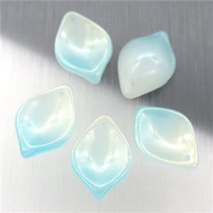 teal jadeite glass leaf beads, approx 13-18mm [GS1802]
