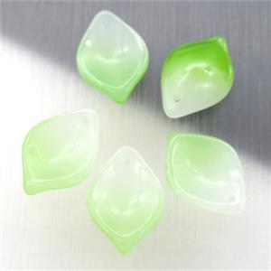 green jadeite glass leaf beads, approx 13-18mm [GS1804]