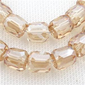 gold champagne Crystal Glass Beads, faceted barrel, approx 10mm, 50pcs per st [GS1834]