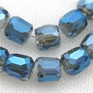 blue Crystal Glass Beads, faceted barrel, approx 10mm, 50pcs per st [GS1839]