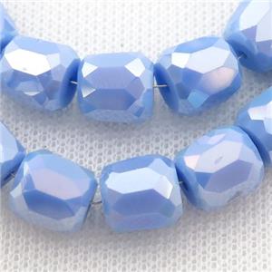 blue Jadeite Glass Beads, faceted barrel, approx 10mm, 50pcs per st [GS1845]