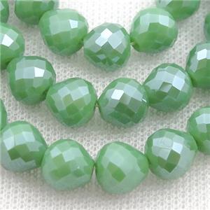 green Jadeite Glass Beads, faceted teardrop, approx 10mm, 50pcs per st [GS1889-10MM]