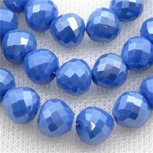 blue Jadeite Glass Beads, faceted teardrop, approx 8mm, 70pcs per st [GS1892-8MM]