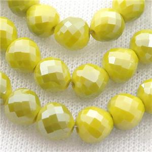 yellow Jadeite Glass Beads, faceted teardrop, approx 10mm, 50pcs per st [GS1893-10MM]