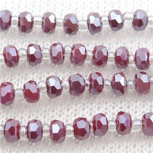 red Jadeite Glass Beads, faceted rondelle, approx 4mm, 60cm length [GS1914]