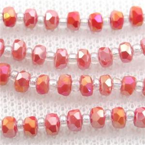 orange Jadeite Glass Beads, faceted rondelle, approx 4mm, 60cm length [GS1915]