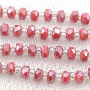 red Jadeite Glass Beads, faceted rondelle, approx 4mm, 60cm length [GS1916]