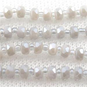 Jadeite Glass Beads, faceted rondelle, approx 4mm, 62cm length [GS1917]