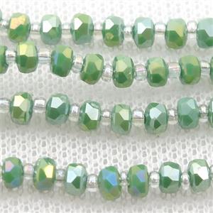 green Jadeite Glass Beads, faceted rondelle, approx 4mm, 62cm length [GS1920]