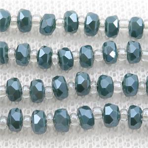 peacockgreen Jadeite Glass Beads, faceted rondelle, approx 4mm, 62cm length [GS1921]