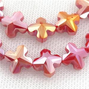 red Crystal Glass cross Beads, approx 14mm, 50pcs per st [GS1934]