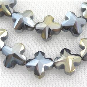 Crystal Glass cross Beads, approx 14mm, 50pcs per st [GS1937]