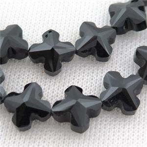 jet Crystal Glass cross Beads, approx 14mm, 50pcs per st [GS1939]