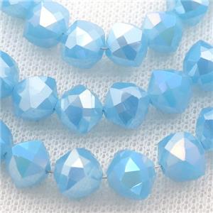 blue Jadeite Glass Beads, freeform, approx 9mm, 60pcs per st [GS1946]