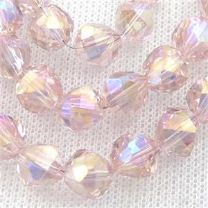 pink Crystal Glass Beads, freeform, approx 9mm, 60pcs per st [GS1949]