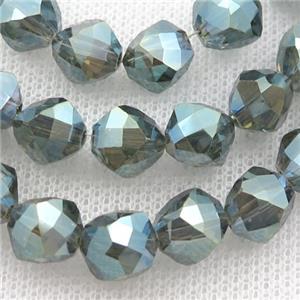 green Crystal Glass Beads, freeform, approx 9mm, 60pcs per st [GS1951]