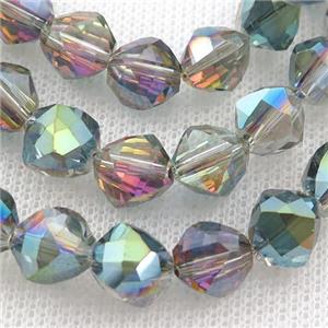 rainbow Crystal Glass Beads, freeform, approx 9mm, 60pcs per st [GS1956]