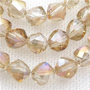 gold champagne Crystal Glass Beads, freeform, approx 9mm, 60pcs per st [GS1957]