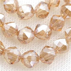 gold champagne Crystal Glass Beads, freeform, approx 9mm, 60pcs per st [GS1959]