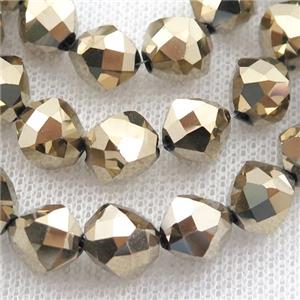 Crystal Glass Beads, freeform, gold plated, approx 9mm, 60pcs per st [GS1962]