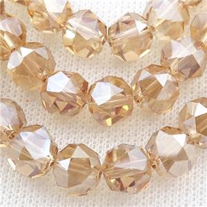 gold champagne Crystal Glass Beads, faceted round, approx 10mm, 60pcs per st [GS1966]