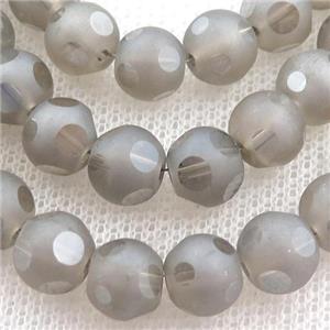 round matte Crystal Glass Beads, gray, approx 8mm, 72pcs per st [GS1975]