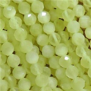 olive Cat eye stone Beads, faceted round, approx 3mm [GS1981]