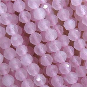 pink Cat eye stone Beads, faceted round, tiny, approx 3mm [GS1982]