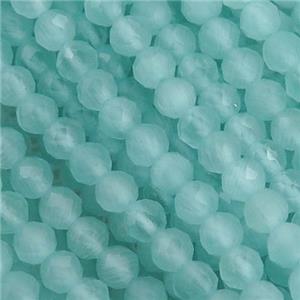teal Cat eye stone Beads, faceted round, approx 3mm [GS1984]