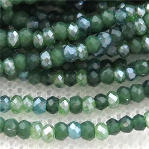 green Jadeite Glass beads, faceted rondelle, approx 2.5mm [GS2000]