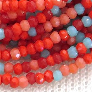 red Jadeite Glass beads, faceted rondelle, approx 2.5mm [GS2002]