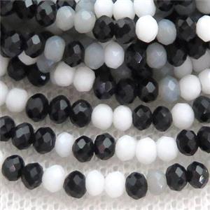 white and black Jadeite Glass beads, faceted rondelle, approx 3mm [GS2006]