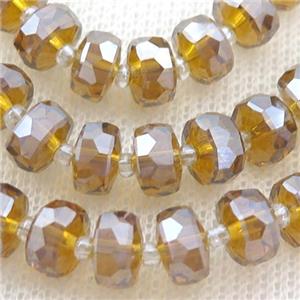 amber Crystal Glass beads, faceted rondelle, approx 5-7mm, 100pcs per st [GS2010-8MM]