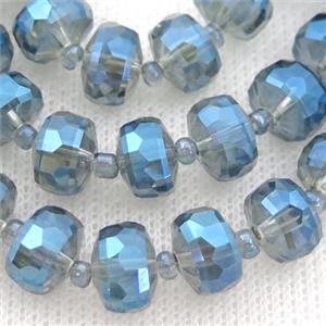 blue Crystal Glass beads, faceted rondelle, approx 5-7mm, 100pcs per st [GS2015-8MM]