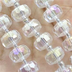 Crystal Glass beads, faceted rondelle, clear AB-color, approx 5-7mm, 100pcs per st [GS2016-8MM]