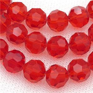 red Chinese Crystal Glass Beads, faceted round, approx 10mm, 72pcs per st [GS2019]