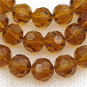 ambercoffee Crystal Glass Beads, faceted round, approx 10mm, 72pcs per st [GS2023]