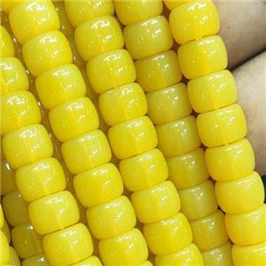yellow Jadeite Glass beads, barrel, approx 8mm [GS2026]