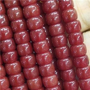 red Jadeite Glass beads, barrel, approx 8mm [GS2027]