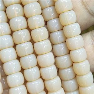 peach Jadeite Glass beads, barrel, approx 8mm [GS2028]