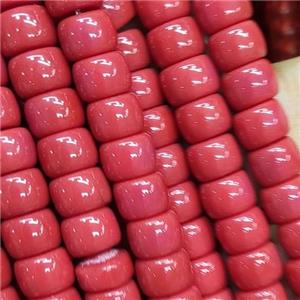 red Jadeite Glass beads, barrel, approx 8mm [GS2032]