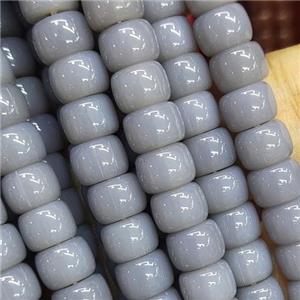 gray Jadeite Glass beads, barrel, approx 8mm [GS2033]